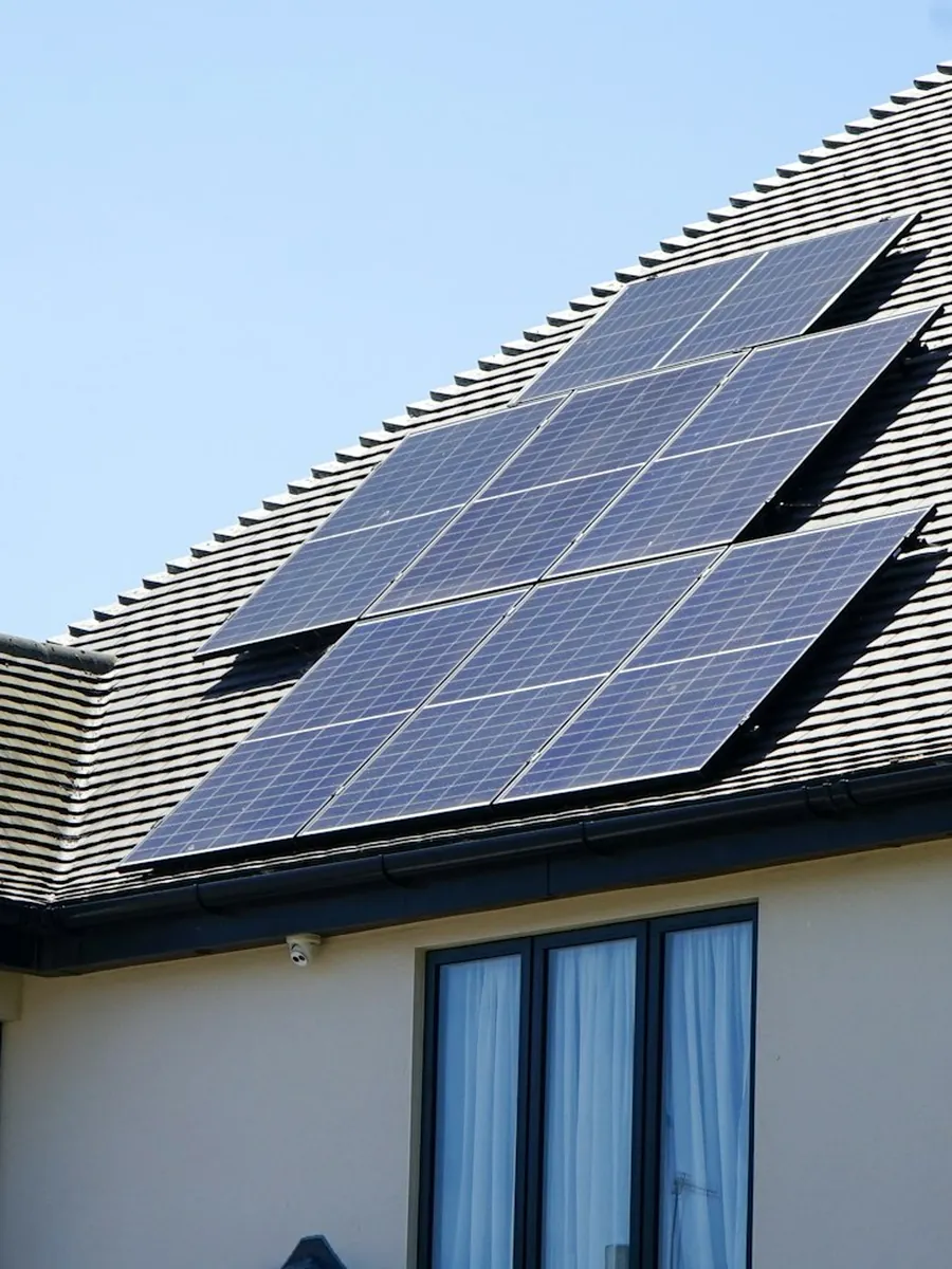 Modern home with a rooftop solar array